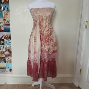 Anthropologie Women's Pink and Cream Dress